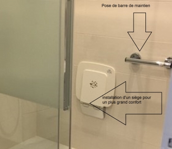 Aménagement interieur de douche, pose de siège